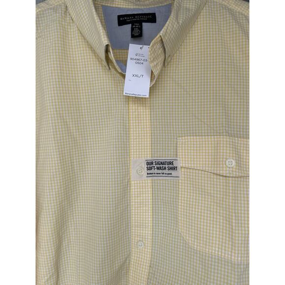 Banana Republic Shirt Mens XXL Tall Soft Wash Button Up Oxford Cotton Yellow - Picture 7 of 9